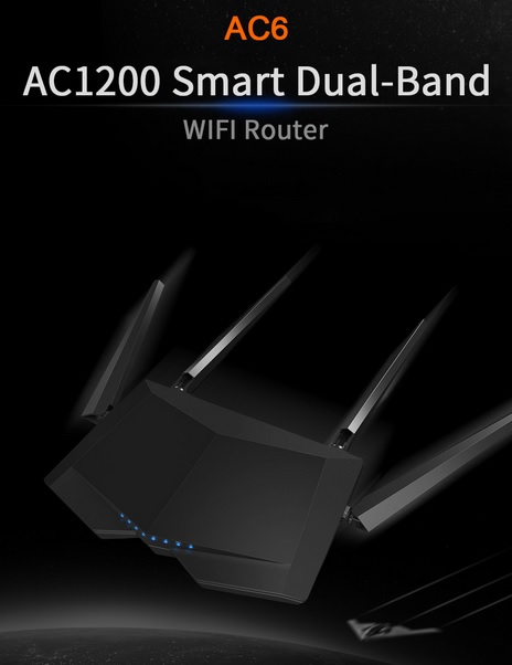 TENDA AC1200 Smart Dual-Band WiFi Router - AC6 - Black